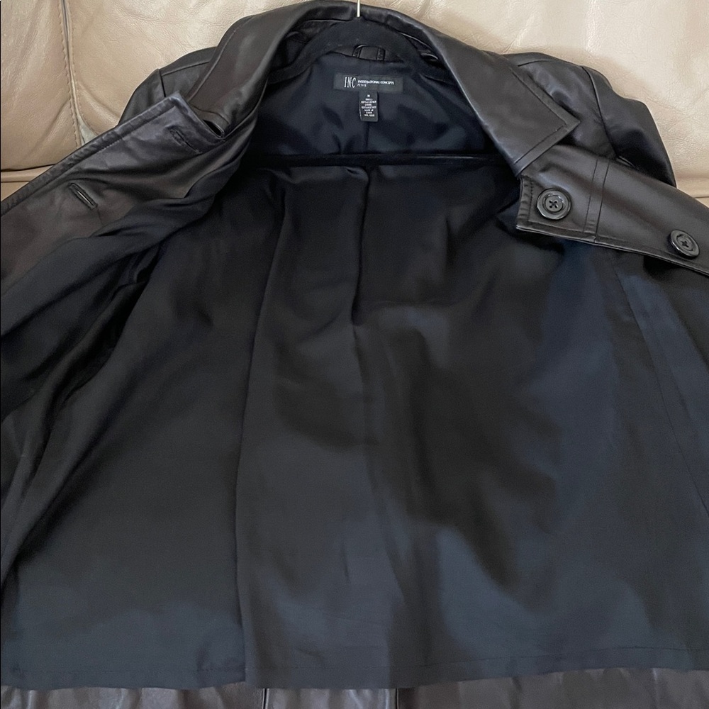 INC International Concepts Black Lamb Leather Jacket 3/4 Length Sleeves M - Picture 10 of 12